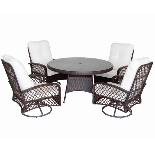 5 Piece Outdoor Wic Dining Set-4 Swivel Chair