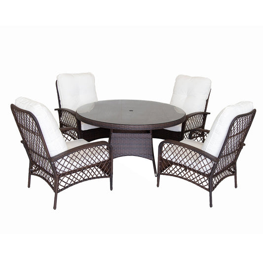 5 Piece Outdoor Wic Dining Set-4 Armchair