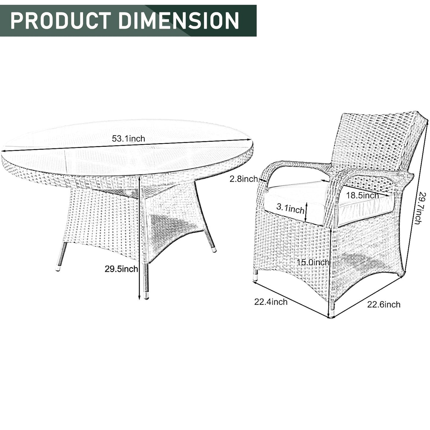 7 Piece Patio Rattan Furniture Sets-(6 Seaters +1 Table)