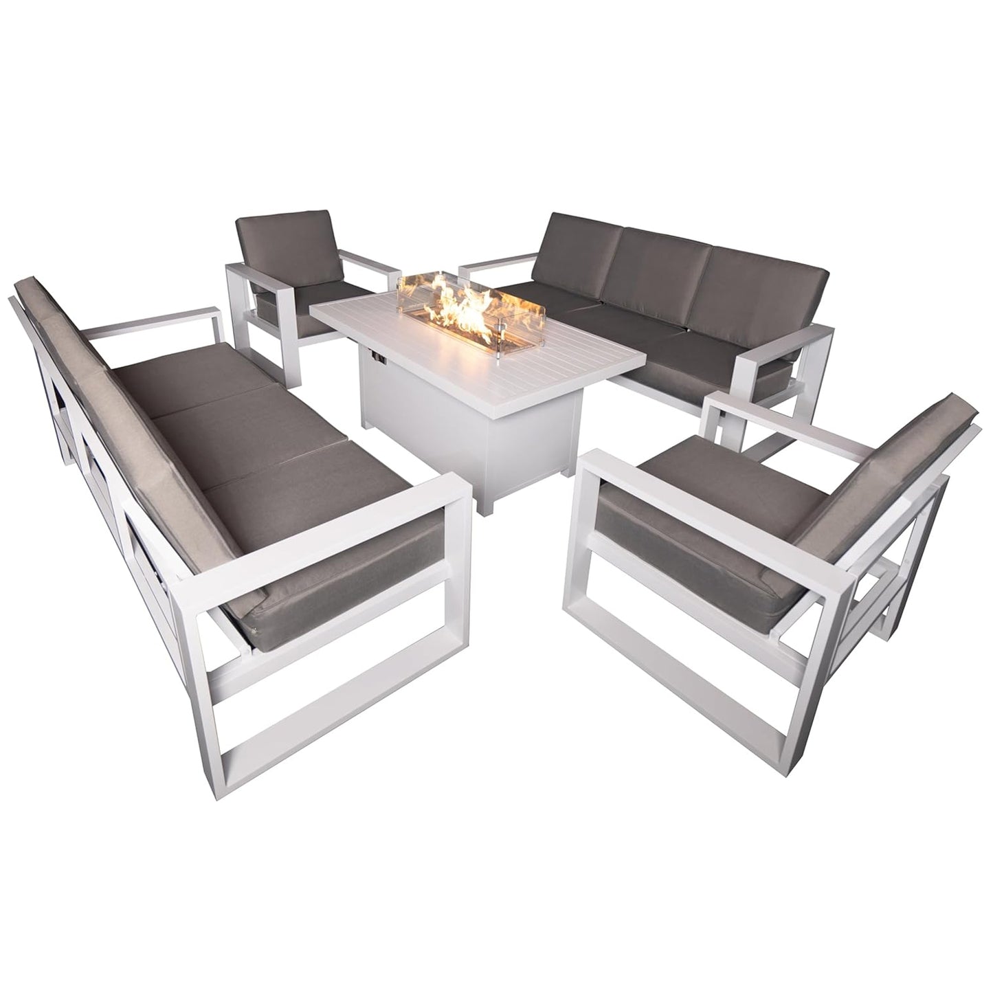 Aluminum Patio Furniture Set with 55.12‘’ Fire Pit Table