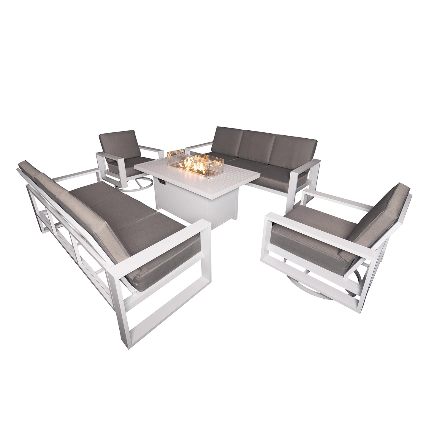 Aluminum Patio Furniture Set with 55.12‘’ Fire Pit Table