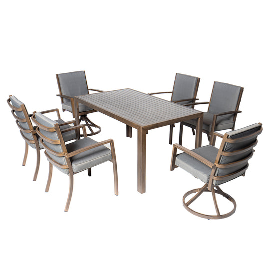 Aluminum Outdoor Dining Set with 57-inch Rectangle Dining Table