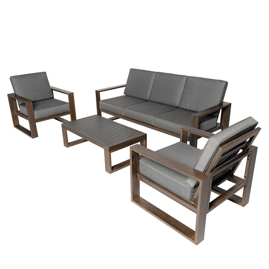 Aluminum Patio Furniture Set with Coffee Table - Gray