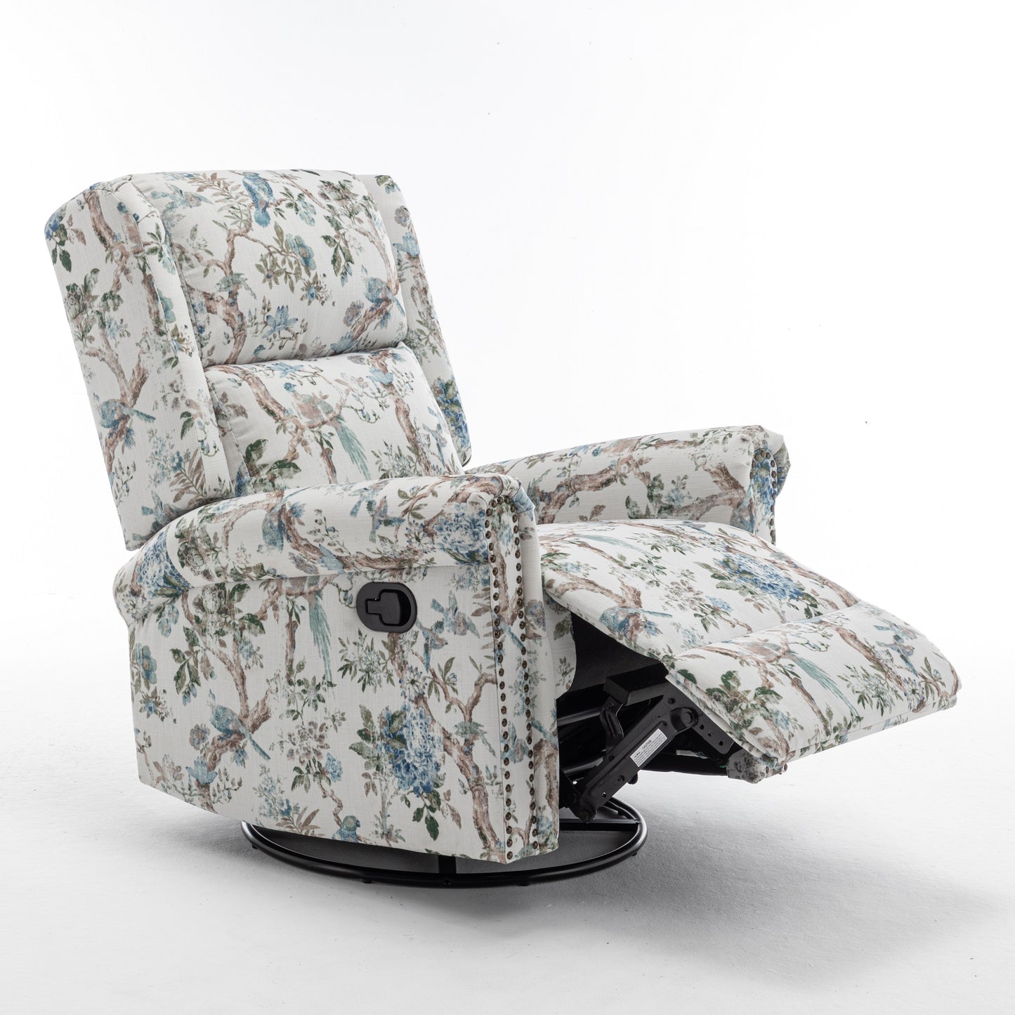 360 Degree Swivel Manual Rocker Recliner Chair - Floral