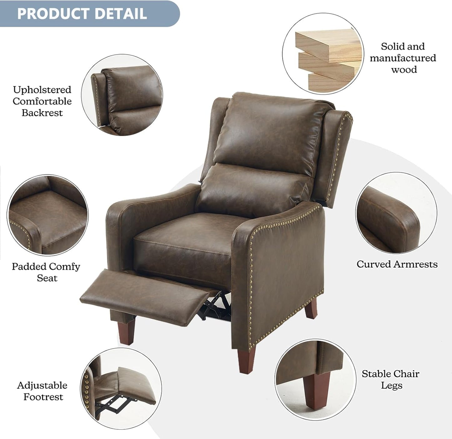 PU Leather Pushback Recliner Chair