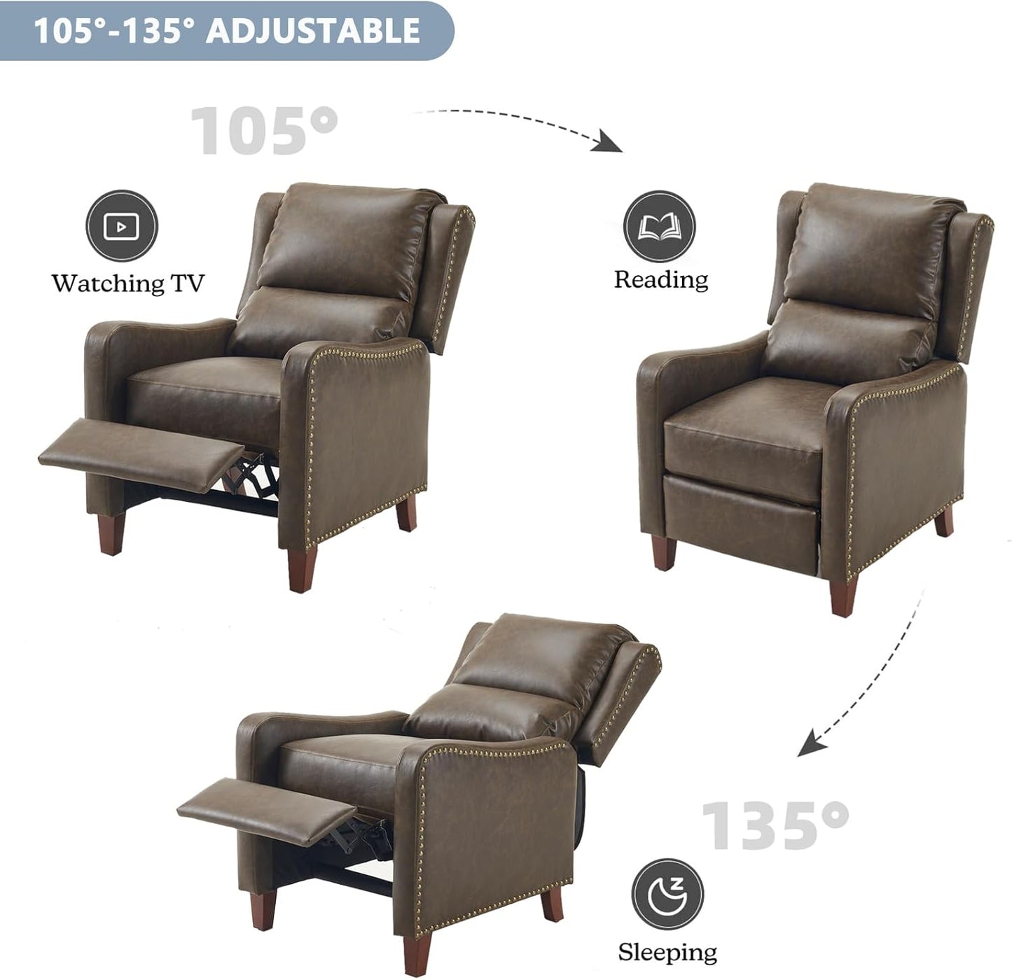 PU Leather Pushback Recliner Chair