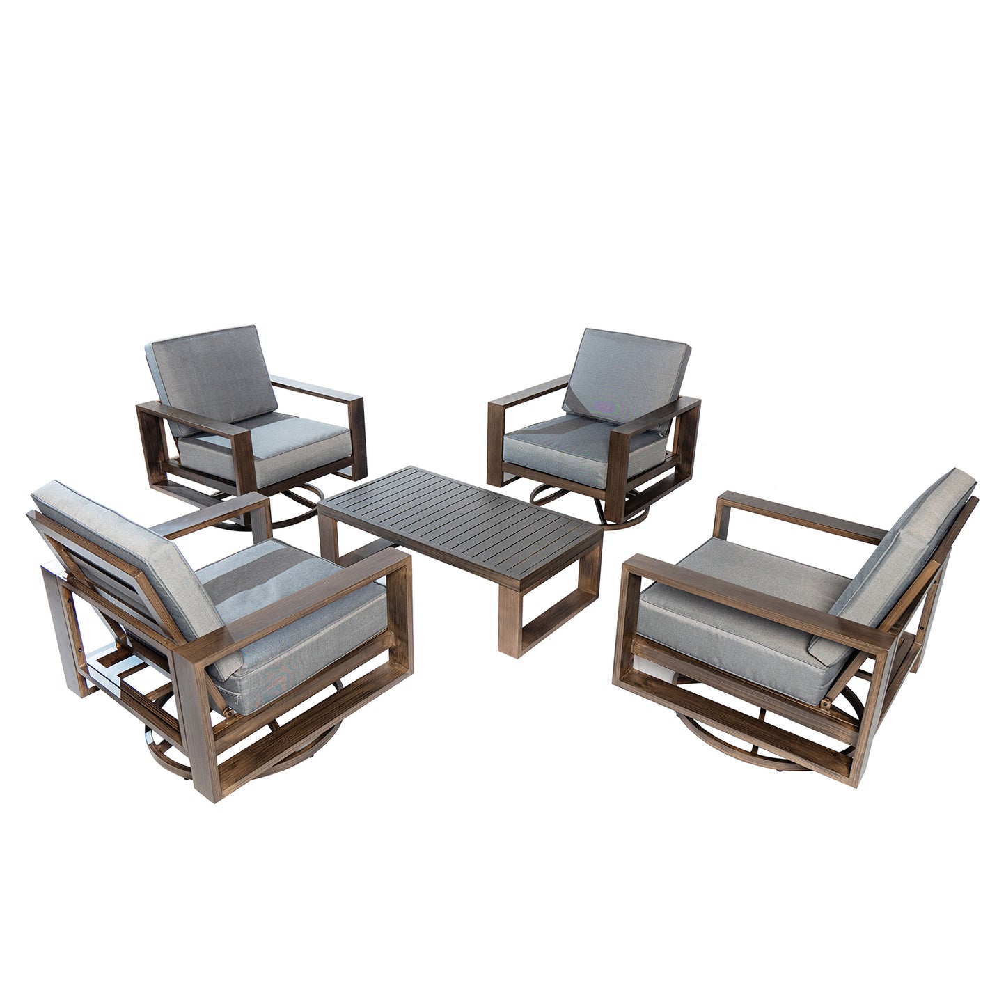 Aluminum Patio Furniture Set with Coffee Table - Gray