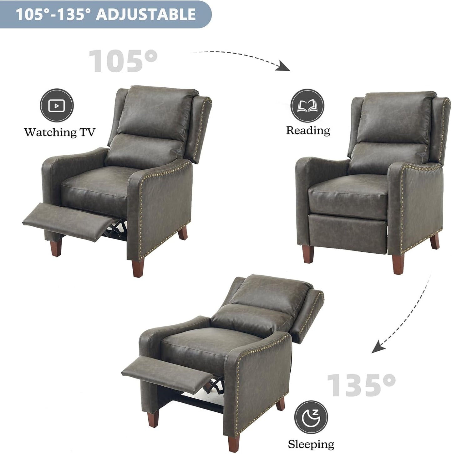 PU Leather Pushback Recliner Chair