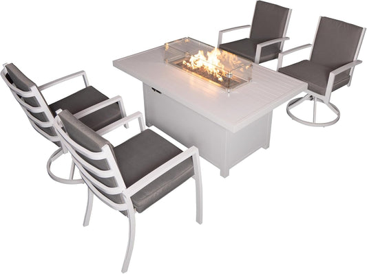 5 Piece Patio Dining Set with Fire Pit Table