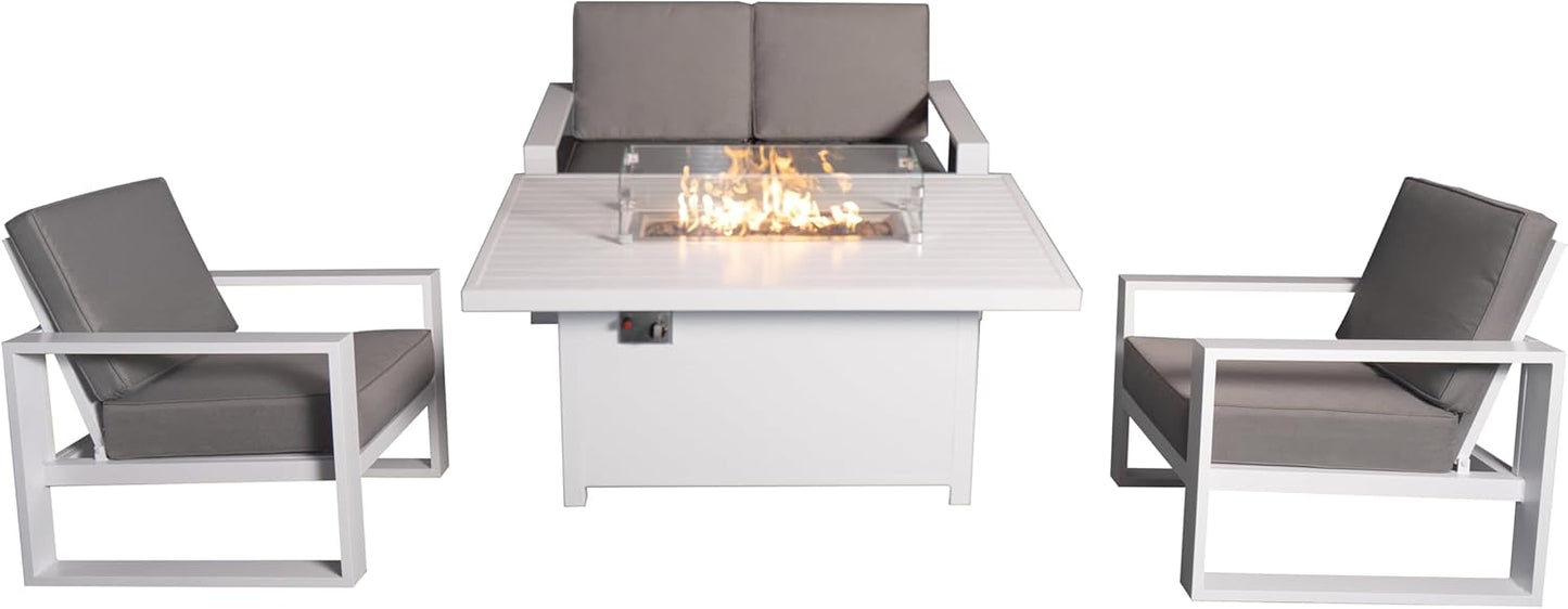 Aluminum Patio Furniture Set with 55.12‘’ Fire Pit Table