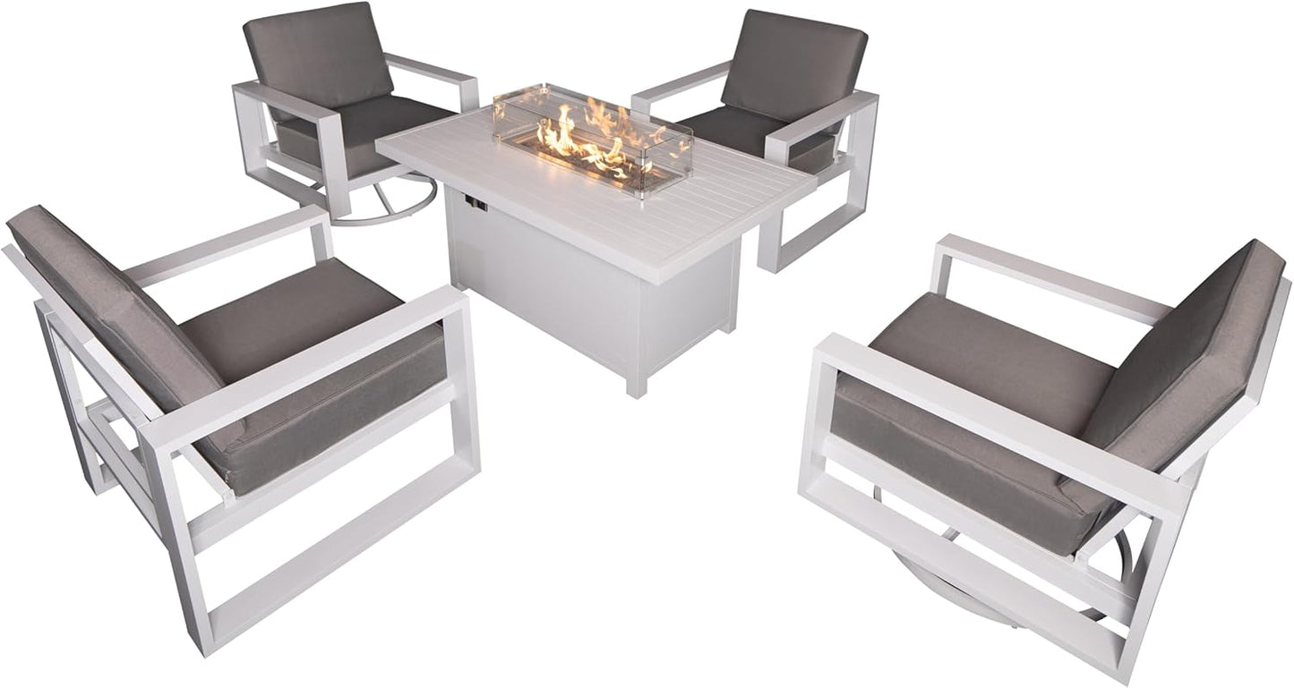 Aluminum Patio Furniture Set with 55.12‘’ Fire Pit Table