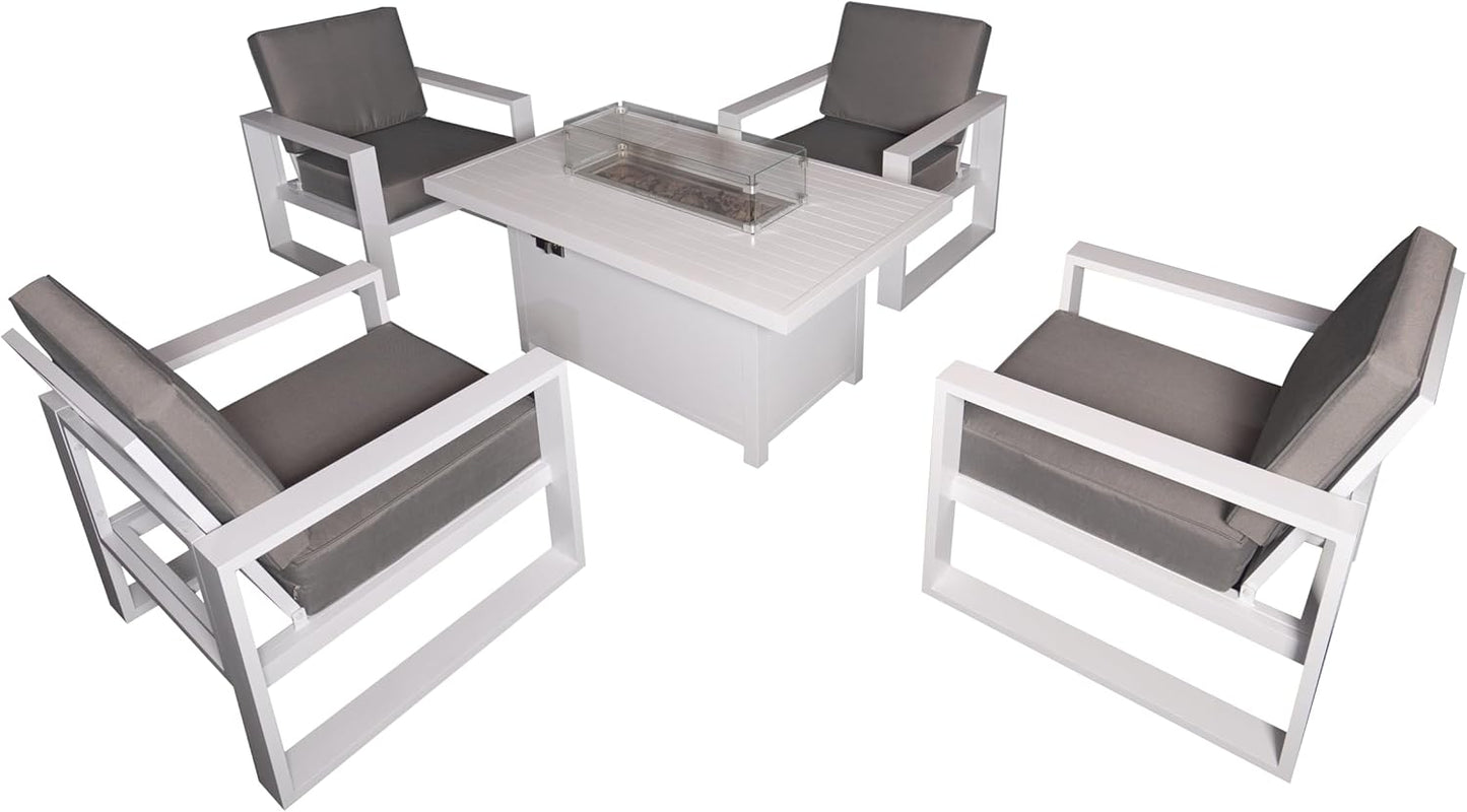 Aluminum Patio Furniture Set with 55.12‘’ Fire Pit Table