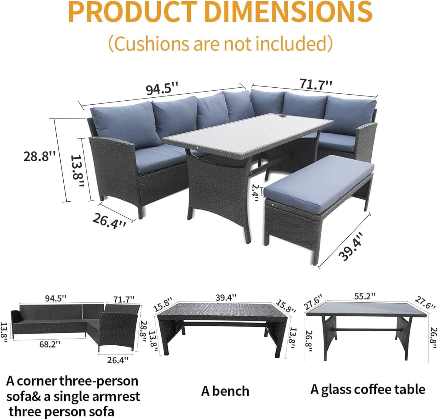 4-Piece Patio Sofa Furniture Set