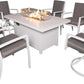 7 Piece Patio Dining Set with Fire Pit Table