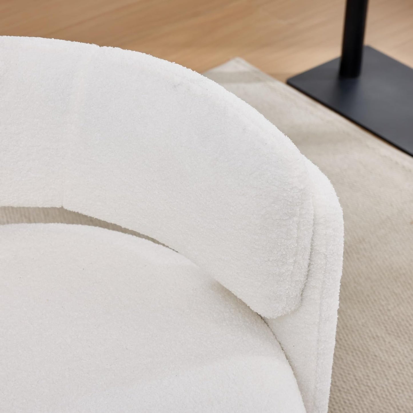 Barrel Accent Chair for Living Room, Upholstered Teddy Velvet Barrel Armchair