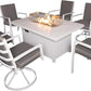 7 Piece Patio Dining Set with Fire Pit Table