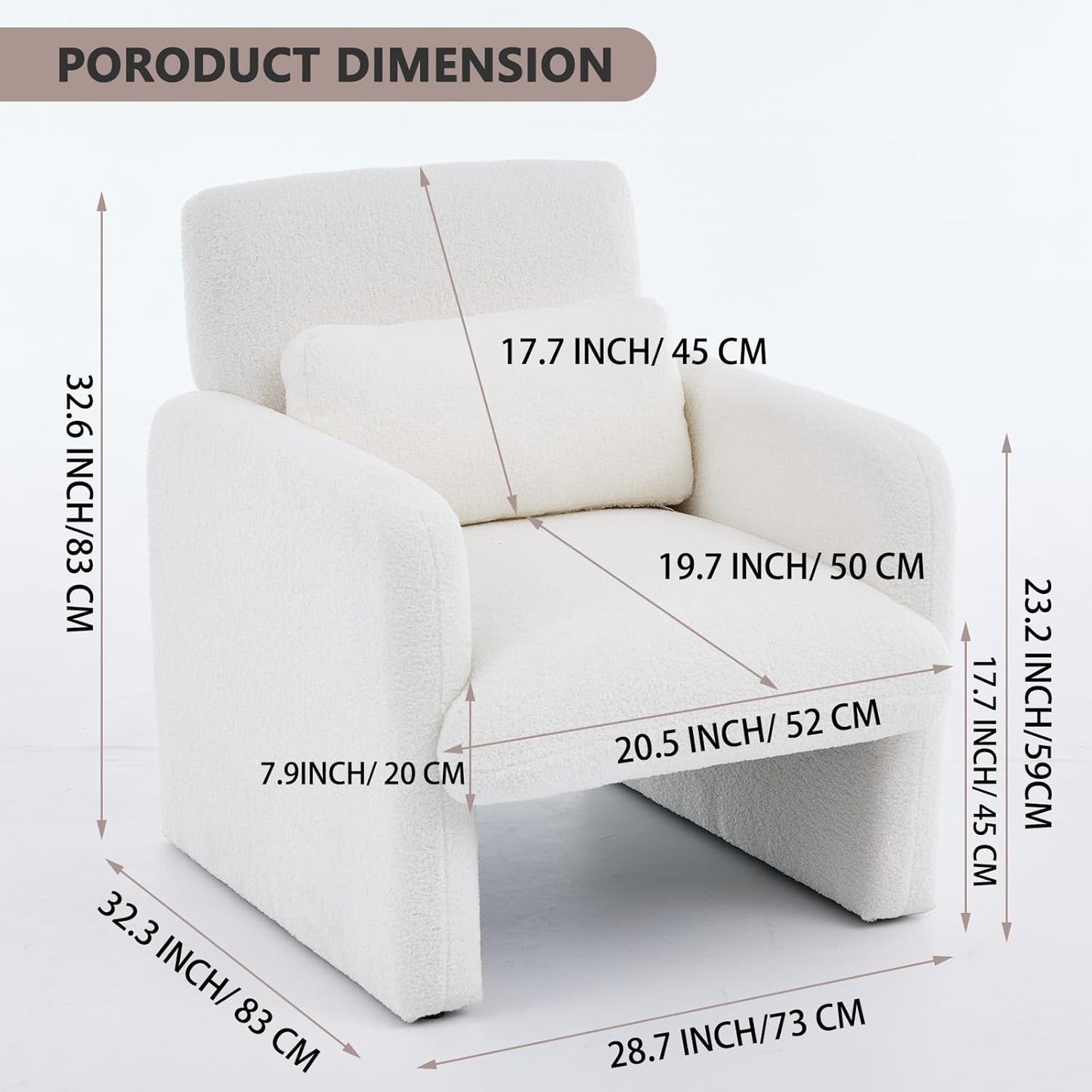 Accent Chair for Living Room, Upholstered Teddy Velvet Comfy Padded Reading Chairs
