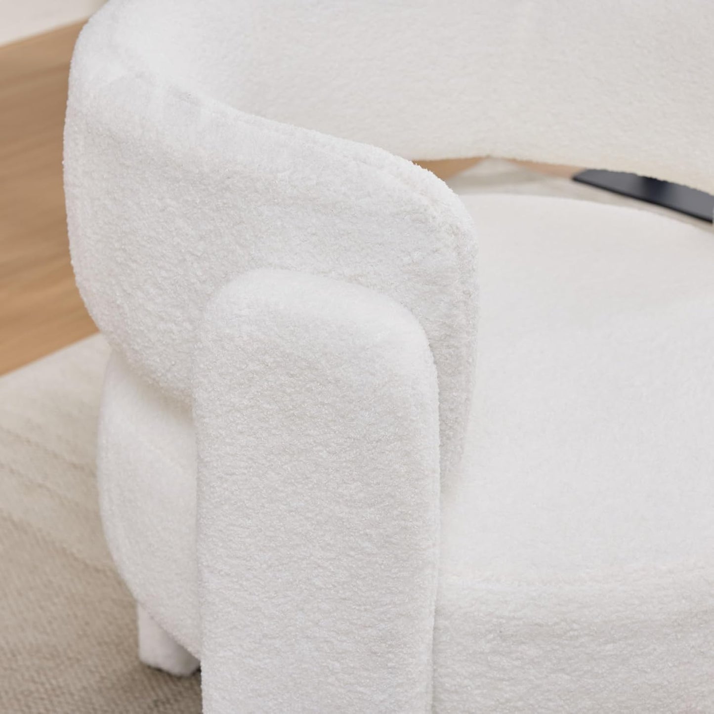Barrel Accent Chair for Living Room, Upholstered Teddy Velvet Barrel Armchair