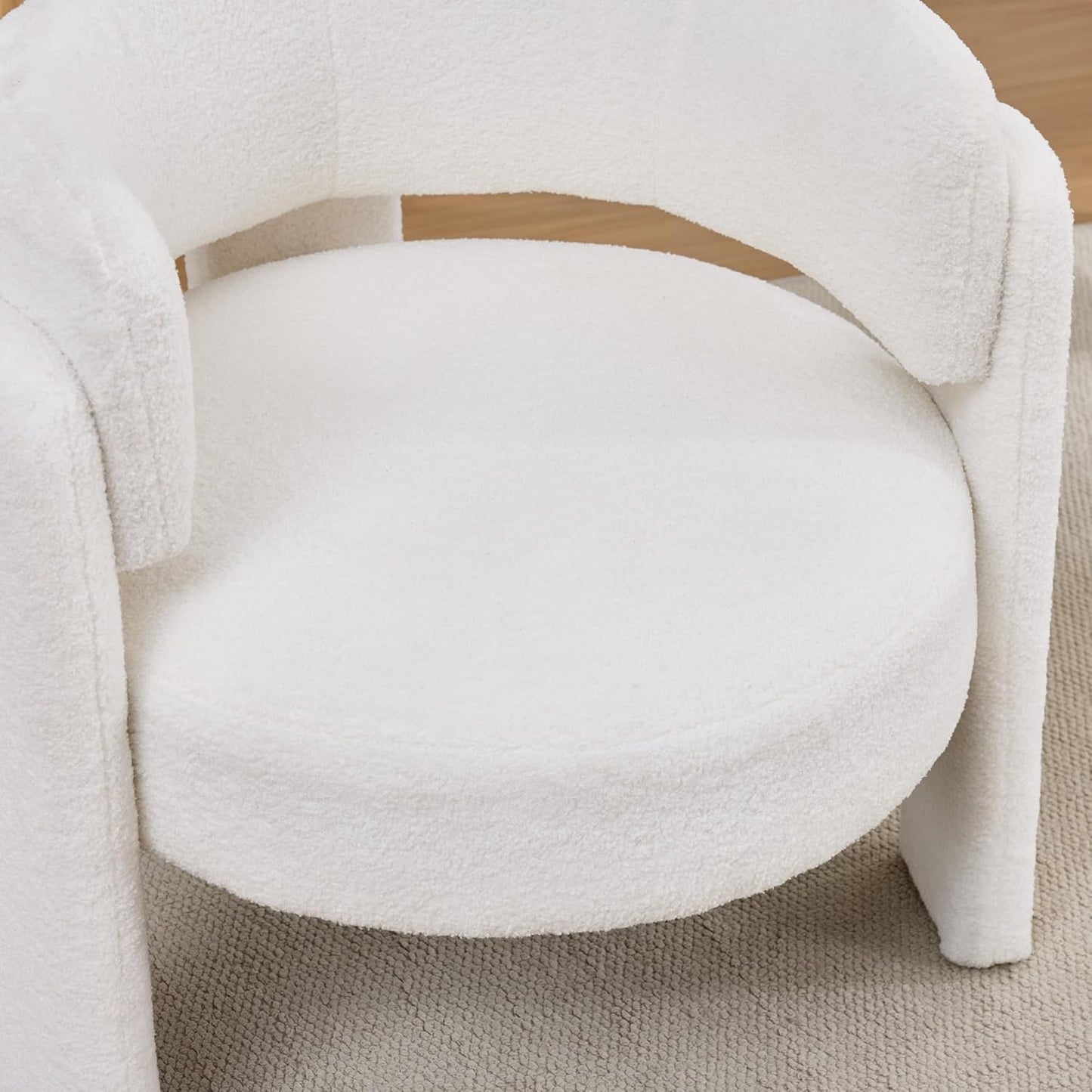 Barrel Accent Chair for Living Room, Upholstered Teddy Velvet Barrel Armchair