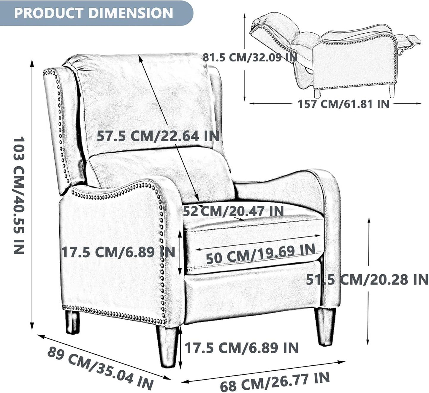 PU Leather Pushback Recliner Chair