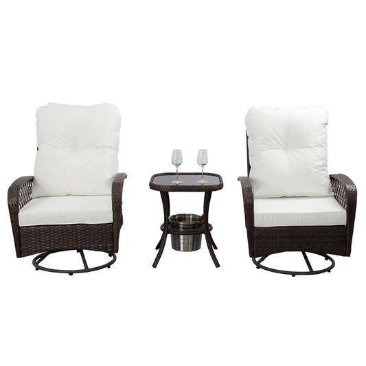 3 Pieces Outdoor 360° Swivel Chairs Bistro Set