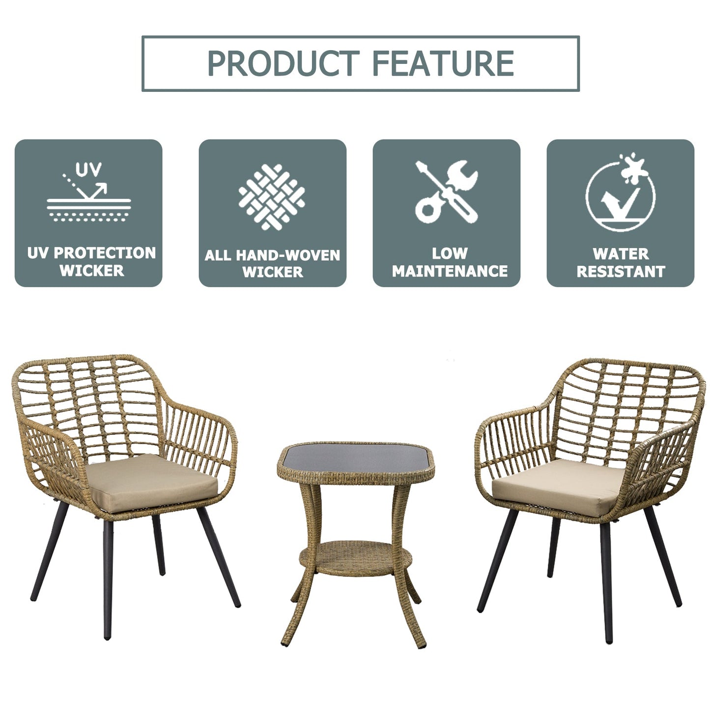 3 Pieces Patio Furniture Sets