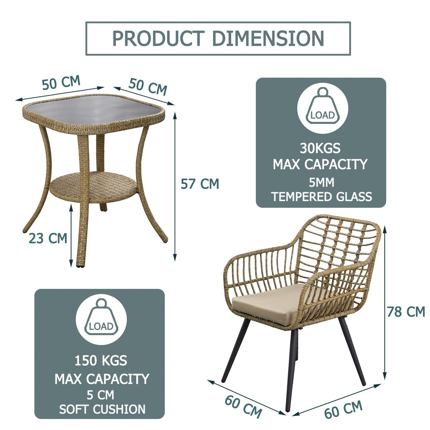 3 Pieces Patio Furniture Sets