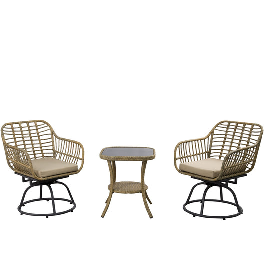 3 PCS Wicker Balcony Bistro Set