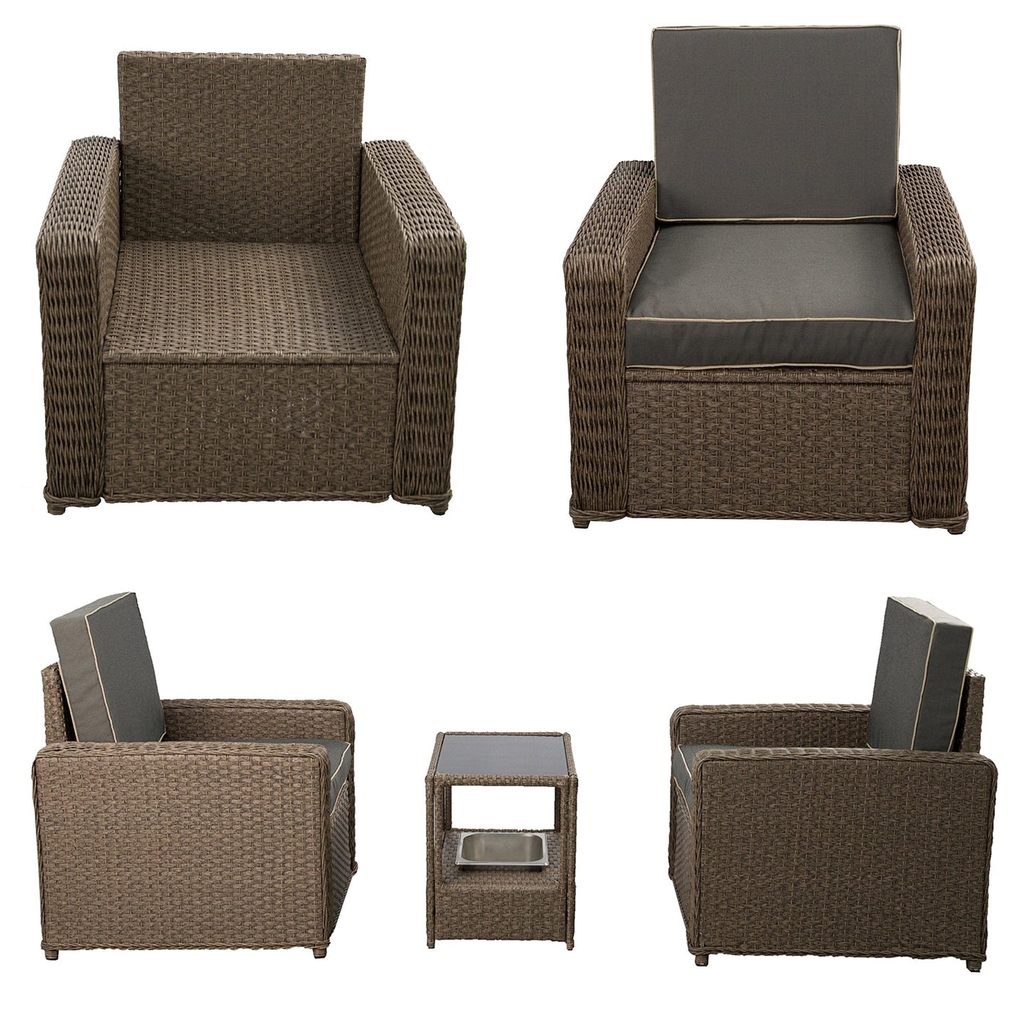 3 Pieces Patio Furniture Set with Ice Bucket