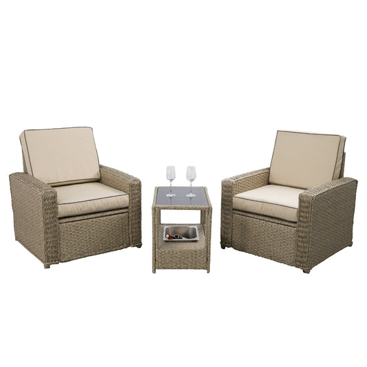 3 Pieces Patio Furniture Set with Ice Bucket