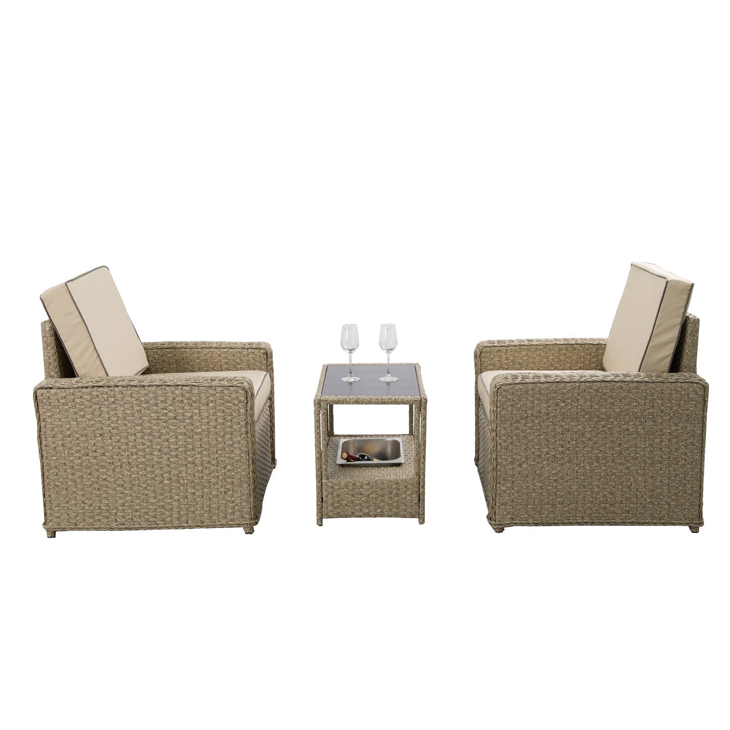 3 Pieces Patio Furniture Set with Ice Bucket