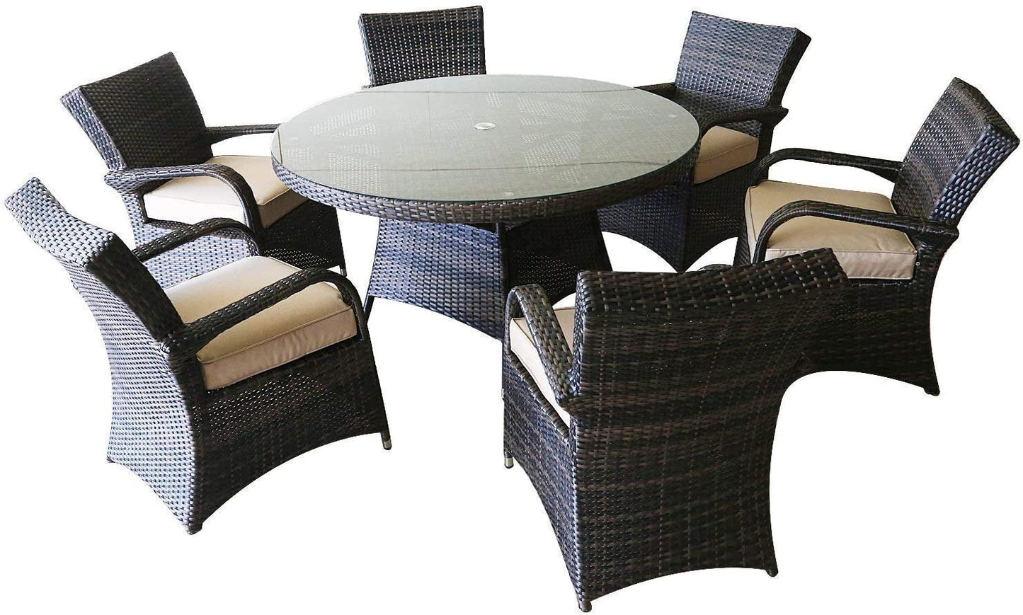 7 Piece Patio Rattan Furniture Sets-(6 Seaters +1 Table)