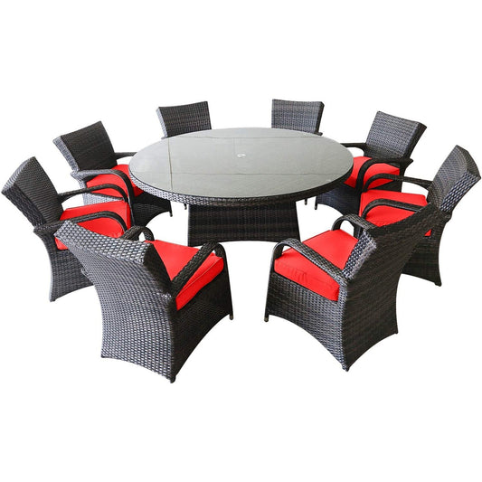 9 Piece Rattan Patio Furniture Sets- (8 Seaters +1 Table)