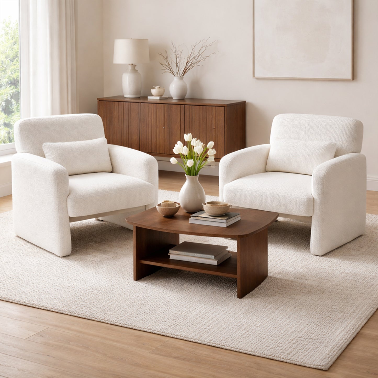 Accent Chair for Living Room, Upholstered Teddy Velvet Comfy Padded Reading Chairs